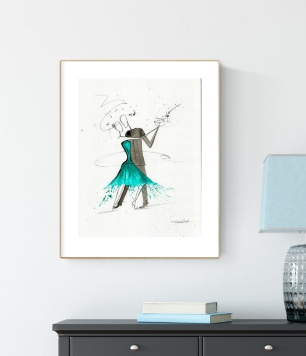 grafika 30 x 40 cm wykonana ręcznie, taniec, abstrakcja,