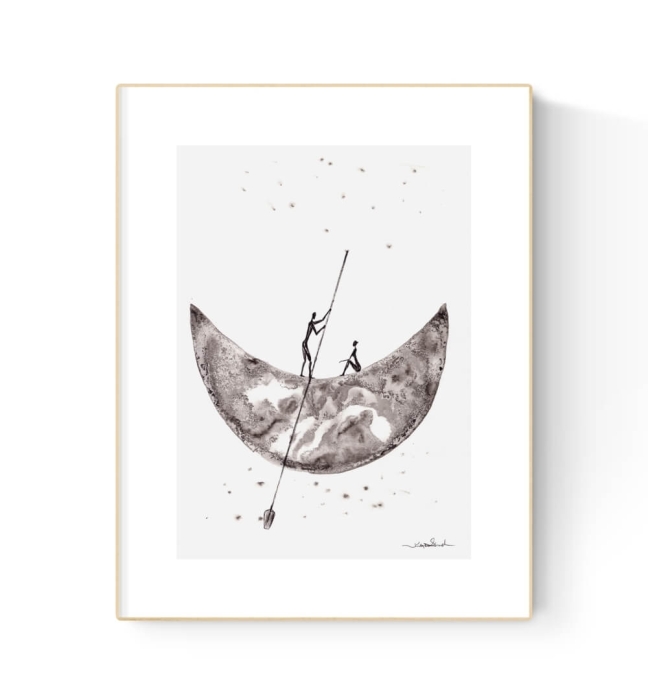 Grafika z księżycem A4 
