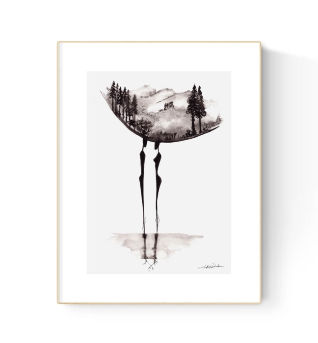 Obrazy grafiki na ścianę 21x30 jeleń, góry