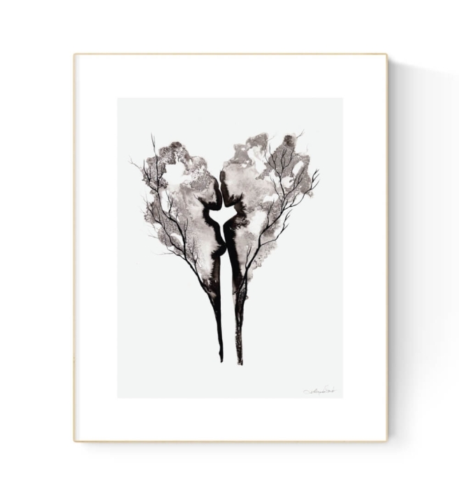 Elegancka grafika 30x40 abstrakcja czarno-biała 