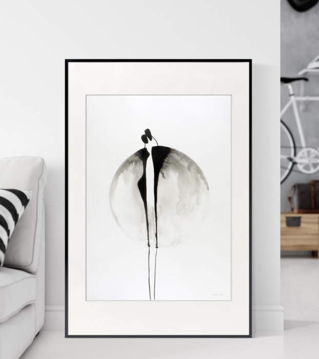 Artystyczna grafika czarno-biała 50x70 cm