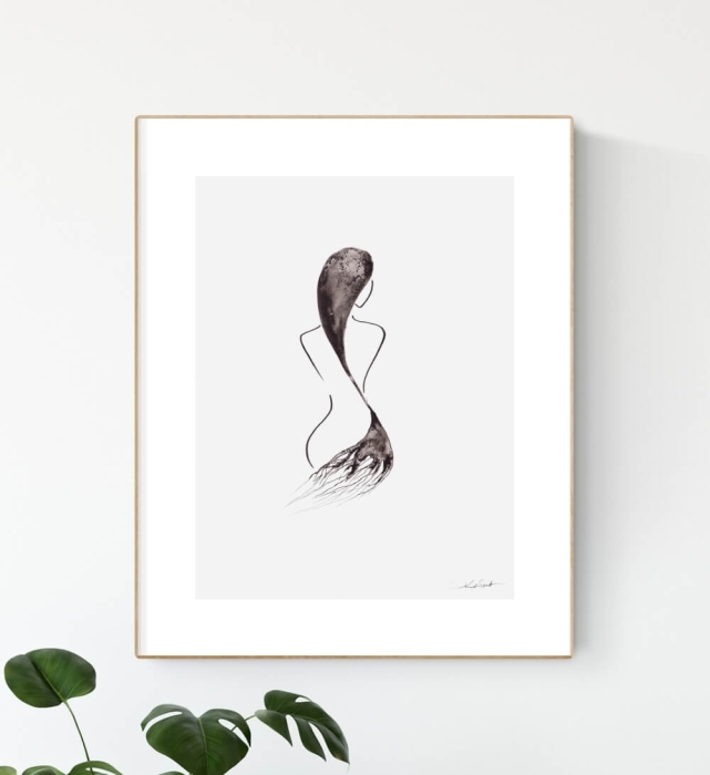 Elegancka grafika 30x40 abstrakcja czarno-biała 