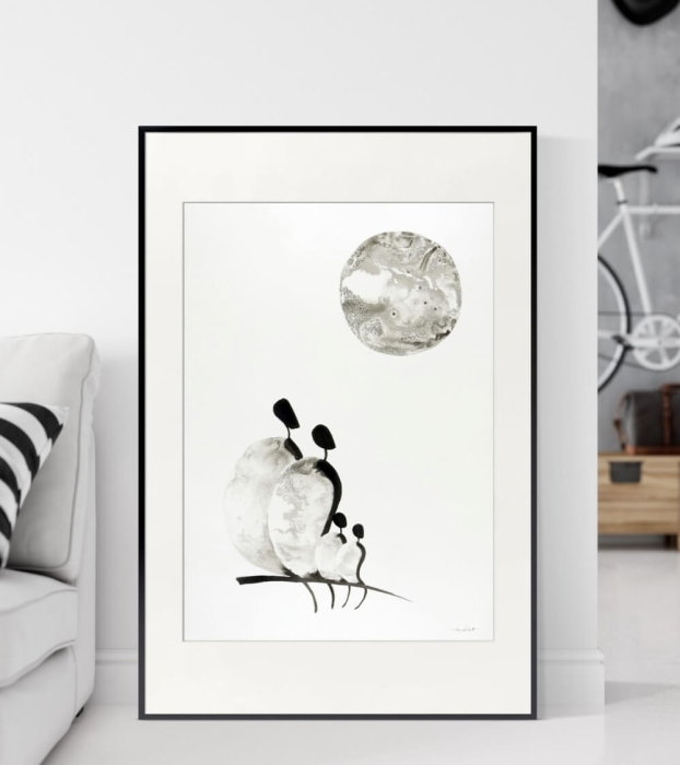 Nowoczesna grafika czarno-biała 50x70 do salonu 