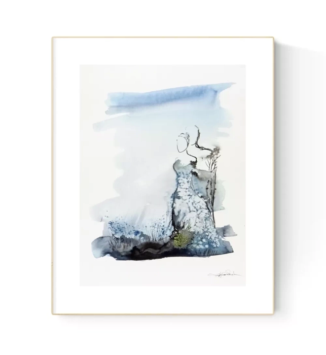 abstrakcja z niebieskim 30x40 tusz i akwarela