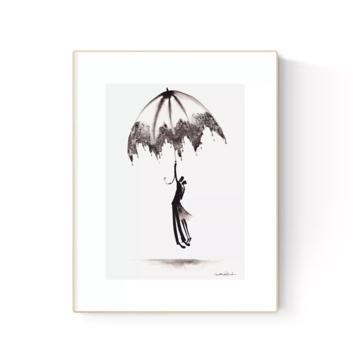 Eleganckie grafika z parsolem, oryginalna 