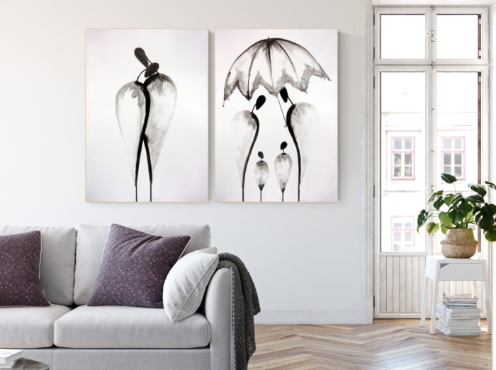 nowoczesne obrazy do salon, duża abstrakcja, zestaw 2 obrazów 70/100cm, elegancki dyptyk do salonu