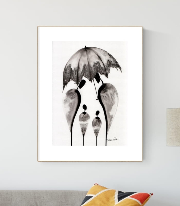 grafika 30 x 40 cm ręcznie malowany, nowoczesne obraz do salonu, styl skandynawski, abstrakcja emocje