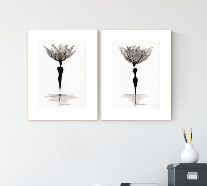 elegancki zestaw 2 grafik  A4, styl skandynawski, abstrakcja emocje