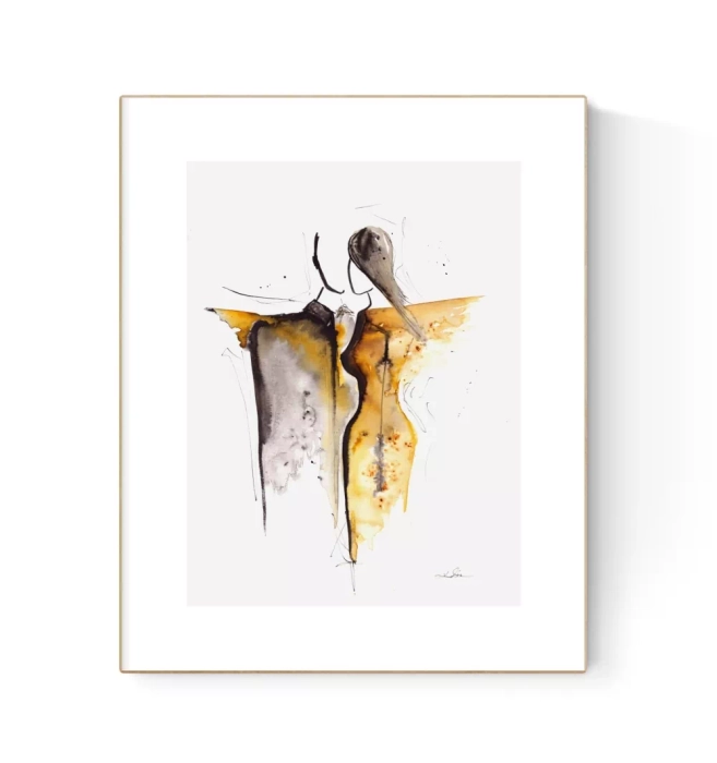 Grafika artystyczna 30x40 abstrakcyjna w odcieniach bursztynu