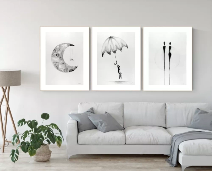 Nowoczesny tryptyk, zestaw 3 grafik 50x70