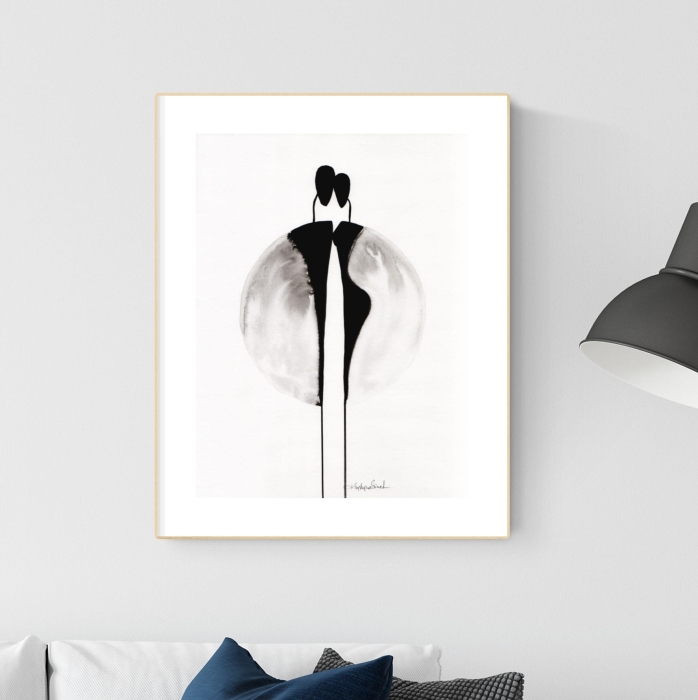 grafika 30 x 40 cm ręcznie malowana, nowoczesne obraz do salonu, styl skandynawski, abstrakcja emocje