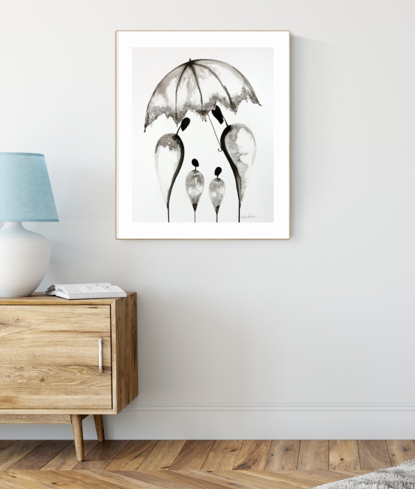 grafika 40 x 50 cm ręcznie malowana, nowoczesne obraz do salonu, styl skandynawski, abstrakcja