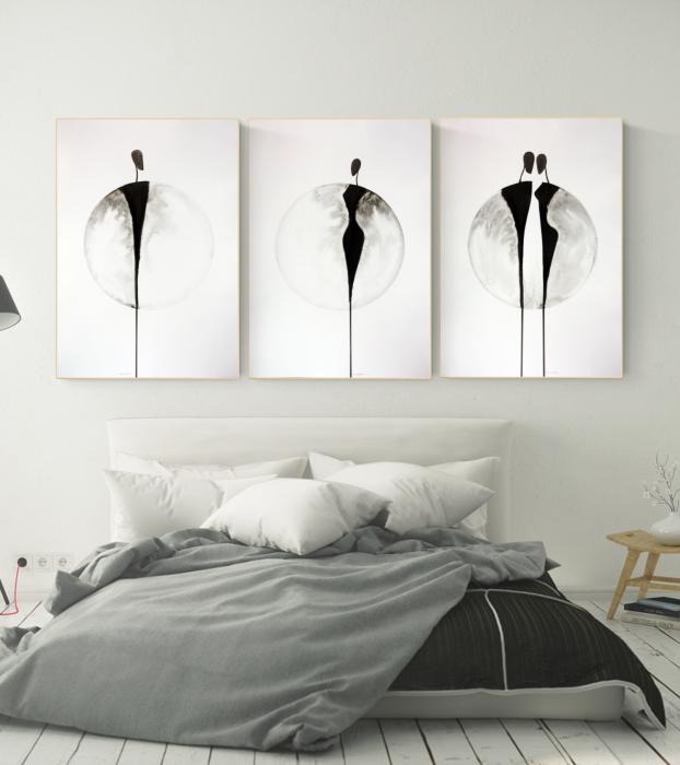 zestaw 4 obrazów  70 x 100 cm, styl skandynawski, abstrakcja