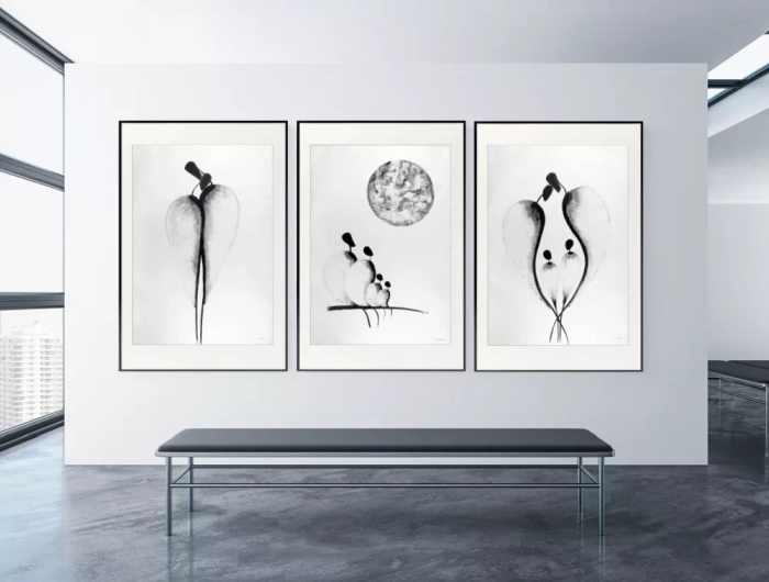 Zestaw 3 dużych grafik 70x100 cm,  minimalizm 