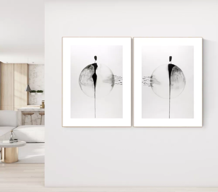Zestaw 2 grafik  50x70cm, dyptyk minimal-art  