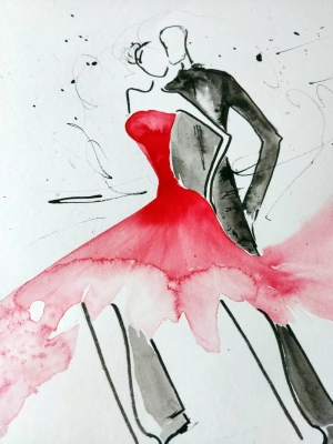 grafika-oryginalna-abstrakcja-akwarela-taniec-tango-czerwien