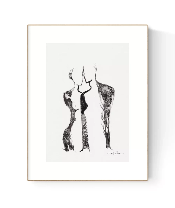 Grafika artystyczna tuszem, drzewa A4