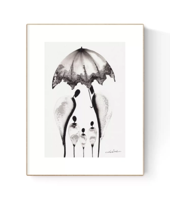 oryginalna-grafika-artystyczna-obrazek-A4-male-obrazy-minimal-art-rodzina