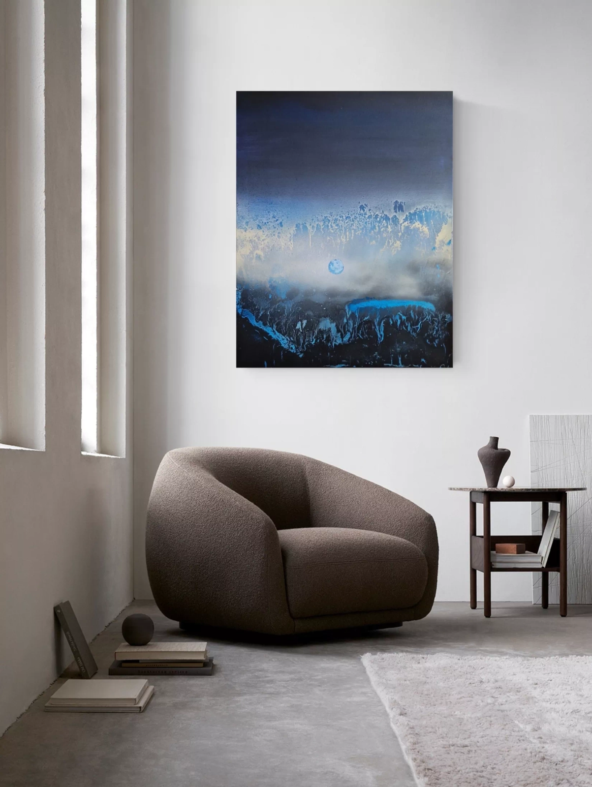 Obraz Blue Moon, nowoczesna abstrakcja, surrealizm 70x90