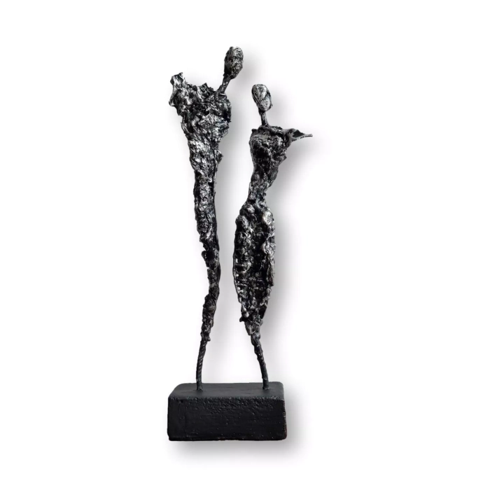 Mała rzeźba Sploty no.35 figurka z gliny i stali kobieta i mężczyzna