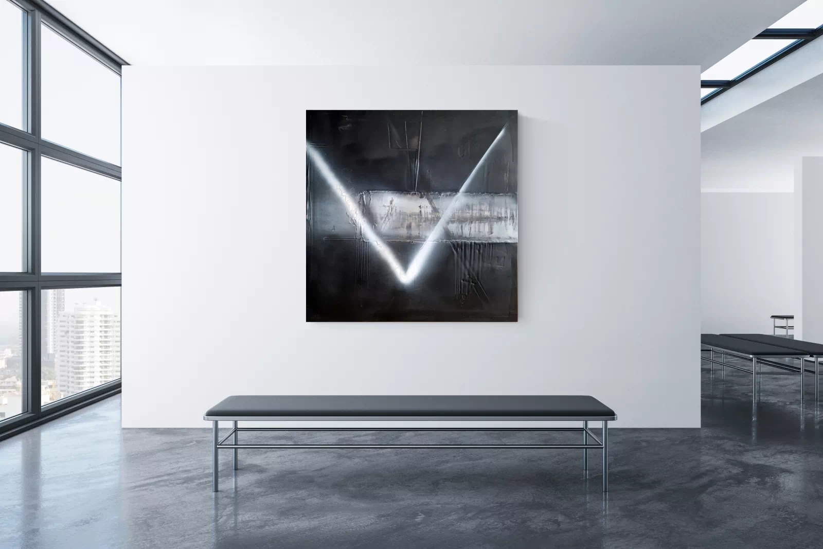 Duży nowoczesny obraz Energie, czarna abstrakcja na płótnie