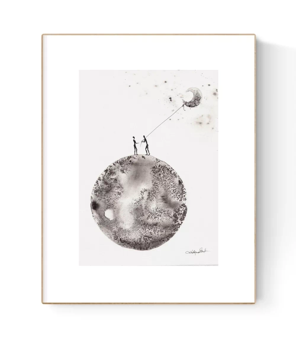 oryginalna-grafika-A4-ksiezyc-nowoczesna-grafika-na-sciane