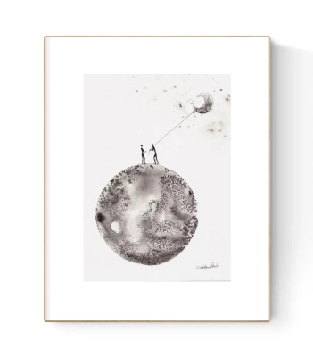 oryginalna-grafika-A4-ksiezyc-nowoczesna-grafika-na-sciane