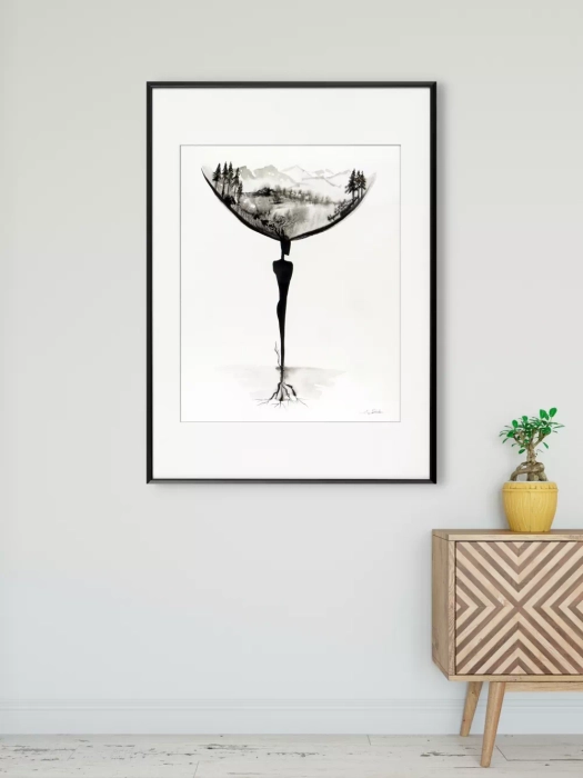 Oryginalna grafika abstrakcyjna minimal-art 40x50 