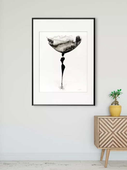 Oryginalna grafika abstrakcyjna minimal-art 40x50 góry