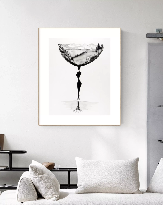 Oryginalna grafika abstrakcyjna minimal-art 40x50 