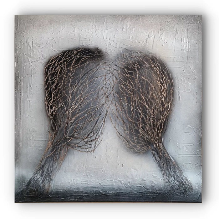 Obraz ręcznie malowany 90x90 Sploty