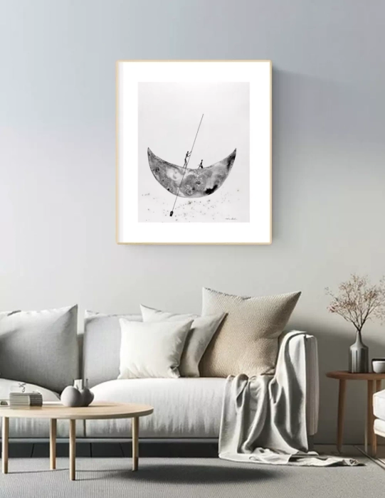Oryginalna grafika abstrakcyjna minimal-art 40x50 