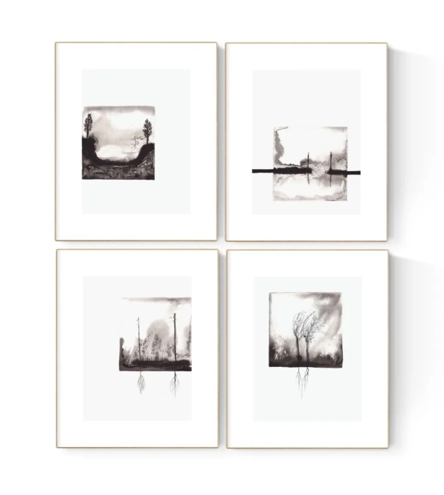 Zestaw grafik, galeria ścienna minimal-art 