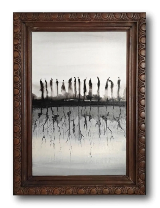 Obraz - malarstwo współczesne w starej ramie vintage