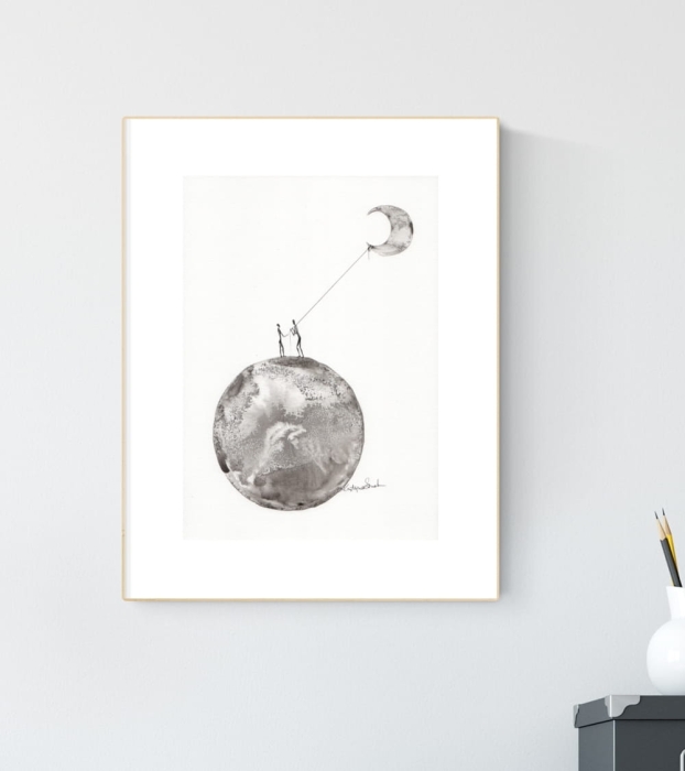 grafika 21/30 ręcznie malowana, abstrakcja