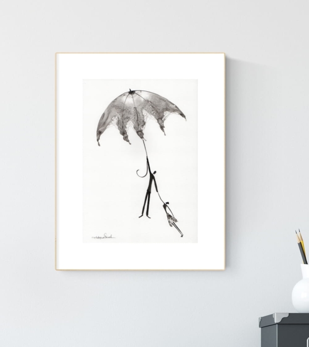 grafika 21/30 ręcznie malowana, abstrakcja