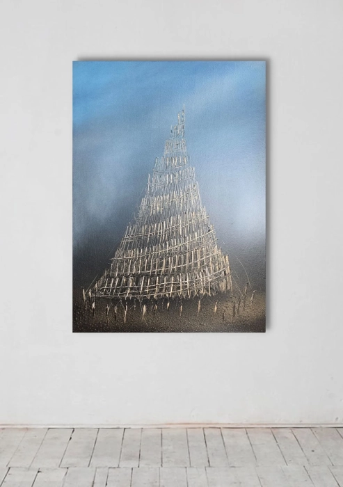 Wieża Babel, ręcznie malowany obraz olejny 50x70 cm 