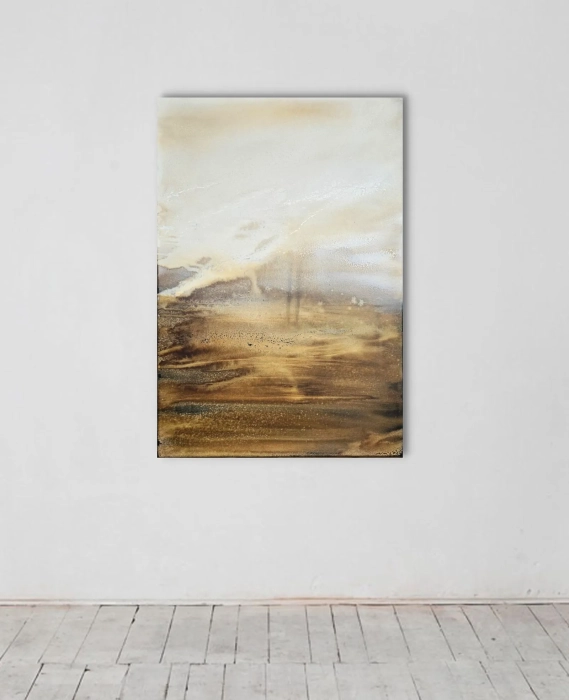 Obraz Diuna abstrakcja w ciepłych kolorach, efekt rdzy