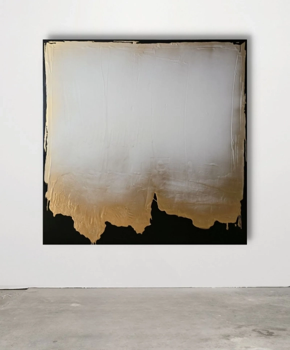 Nowoczesna abstrakcja, duży obraz 150x150 White&Gold