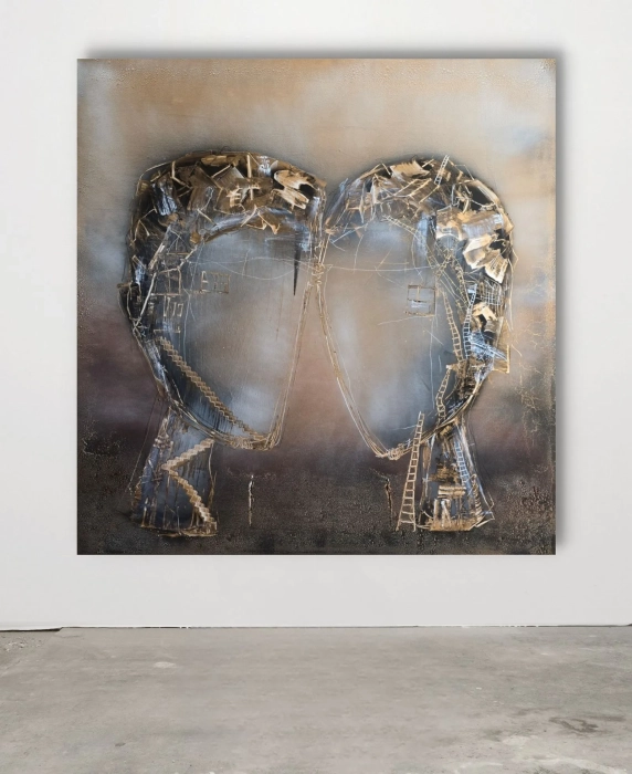 Obraz 120x120 abstrakcja głowy, Cykl Sploty