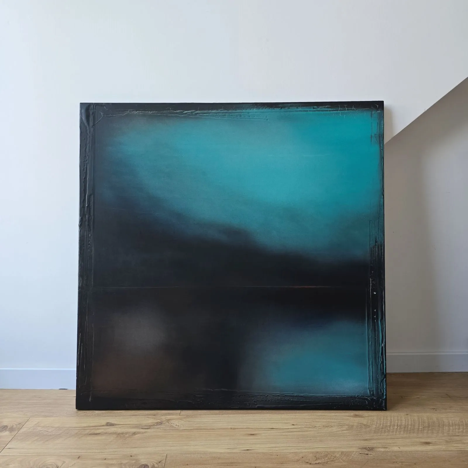 Abstrakcja 100x100 Misty Turquoise
