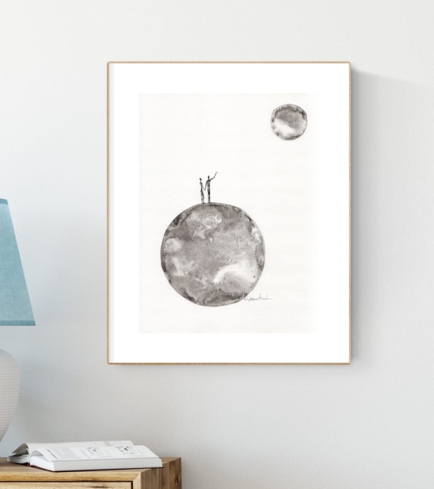 grafika 30/40 ręcznie malowana, marzenia