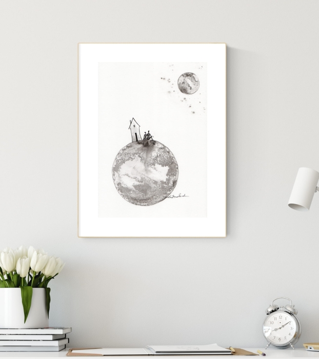 grafika 21/30 ręcznie malowana, abstrakcja