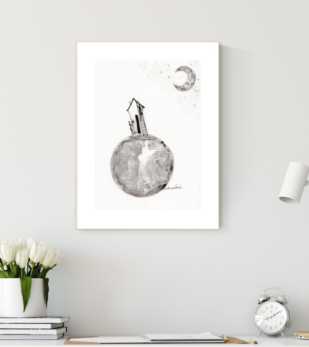 grafika 21/30 ręcznie malowana, abstrakcja