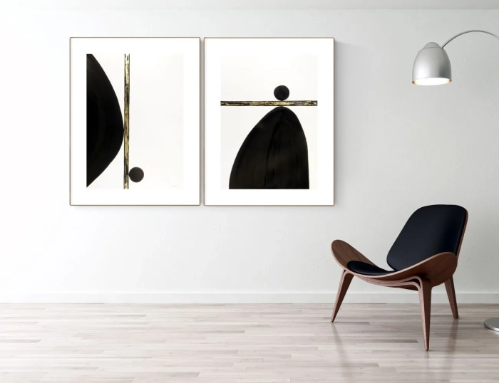 zestaw  50x70, abstrakcja ze złotem 