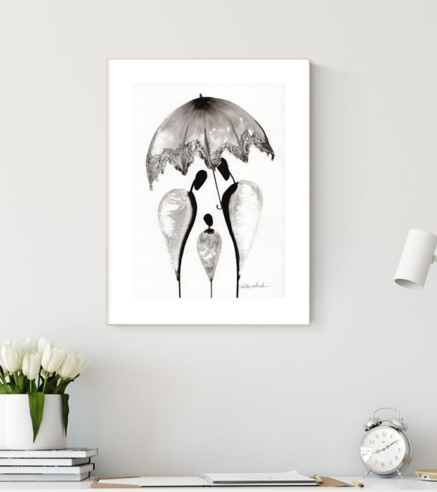 grafika 21/30 ręcznie malowana, abstrakcja