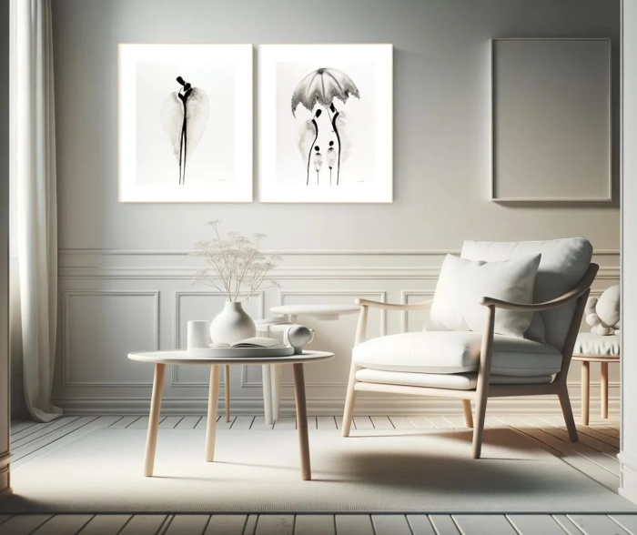 Dyptyk, elegancki zestaw grafik artystycznych 40x50 