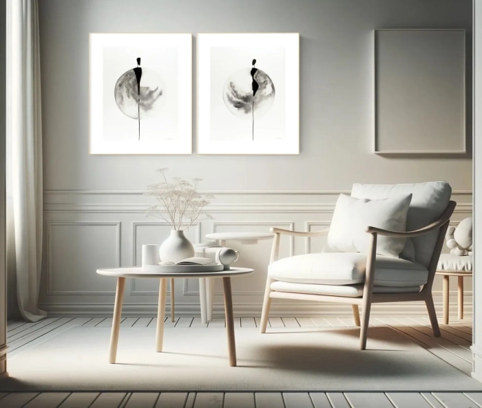Dyptyk, elegancki zestaw grafik artystycznych 40x50 