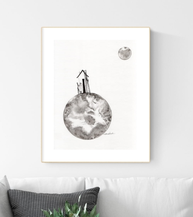 grafika 30/40 ręcznie malowana, abstrakcja