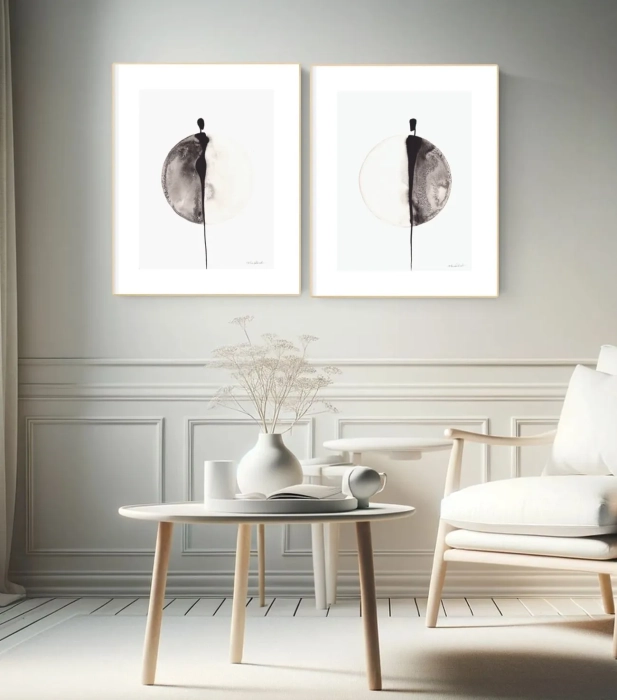 Dyptyk, elegancki zestaw grafik artystycznych 30x40 